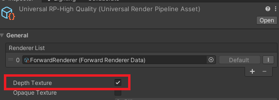 URP Depth Texture enabled