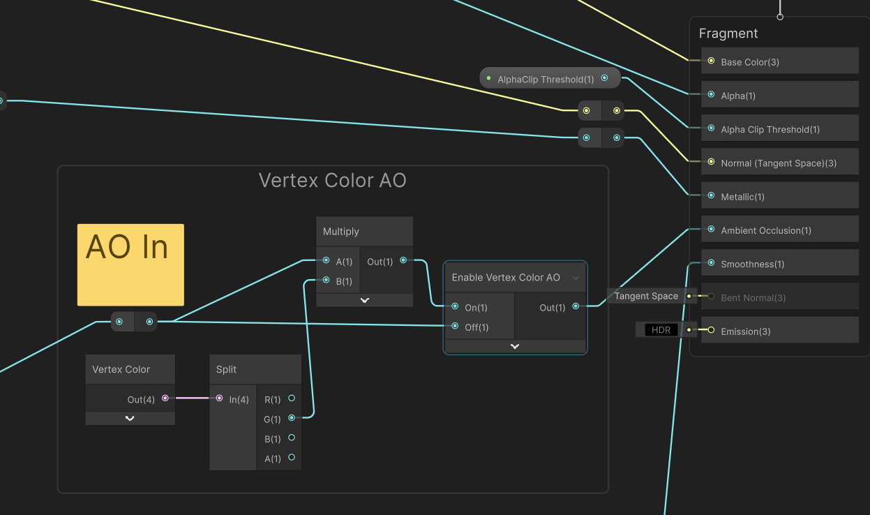 Example of reading vertex color AO in ShaderGraph